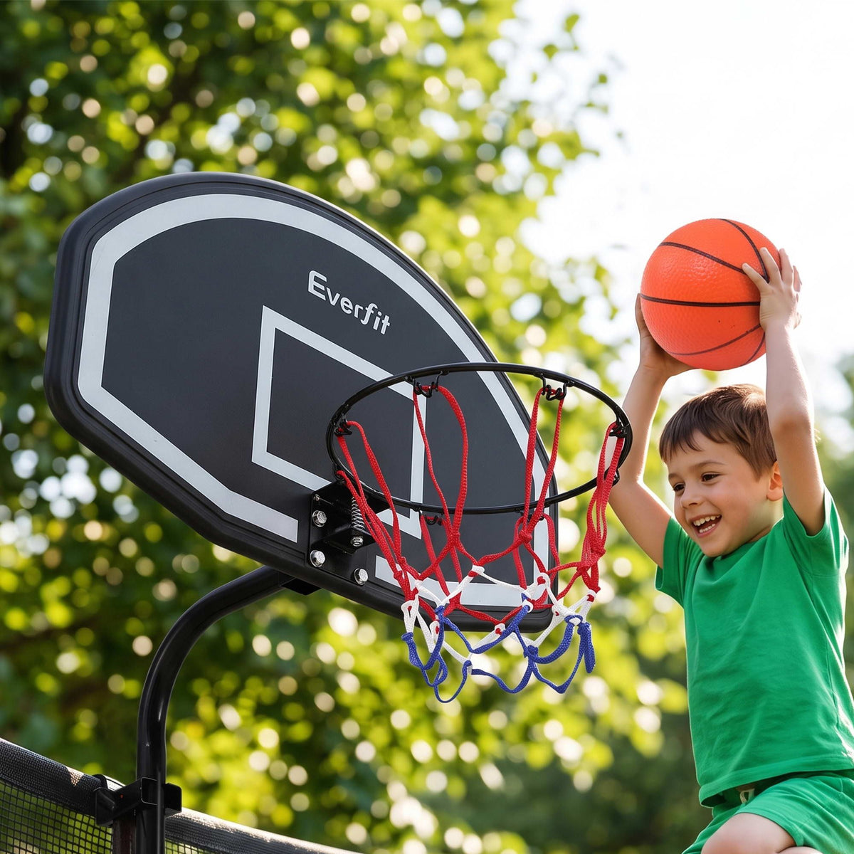 Everfit Kids Basketball Hoop for Trampoline 25mm-32mm Poles Black