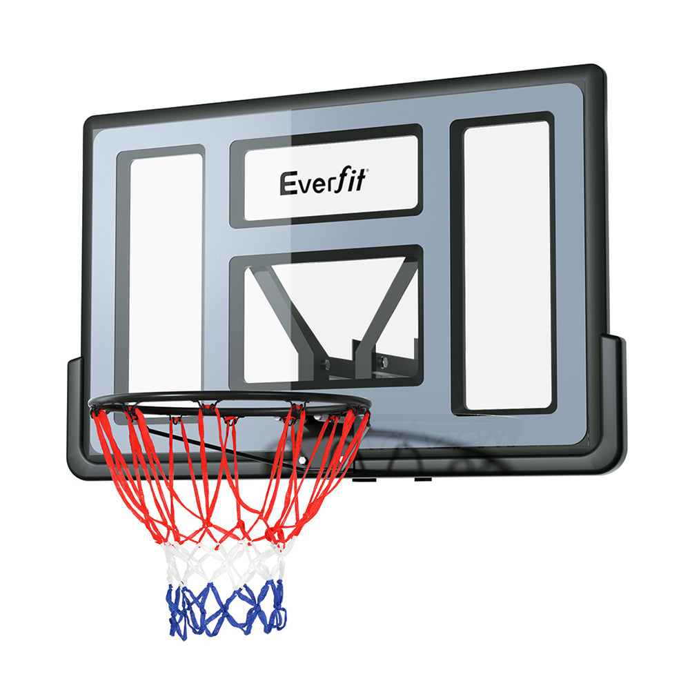 Everfit 45" Wall Mounted Basketball Hoop Backboard Ring Net Black