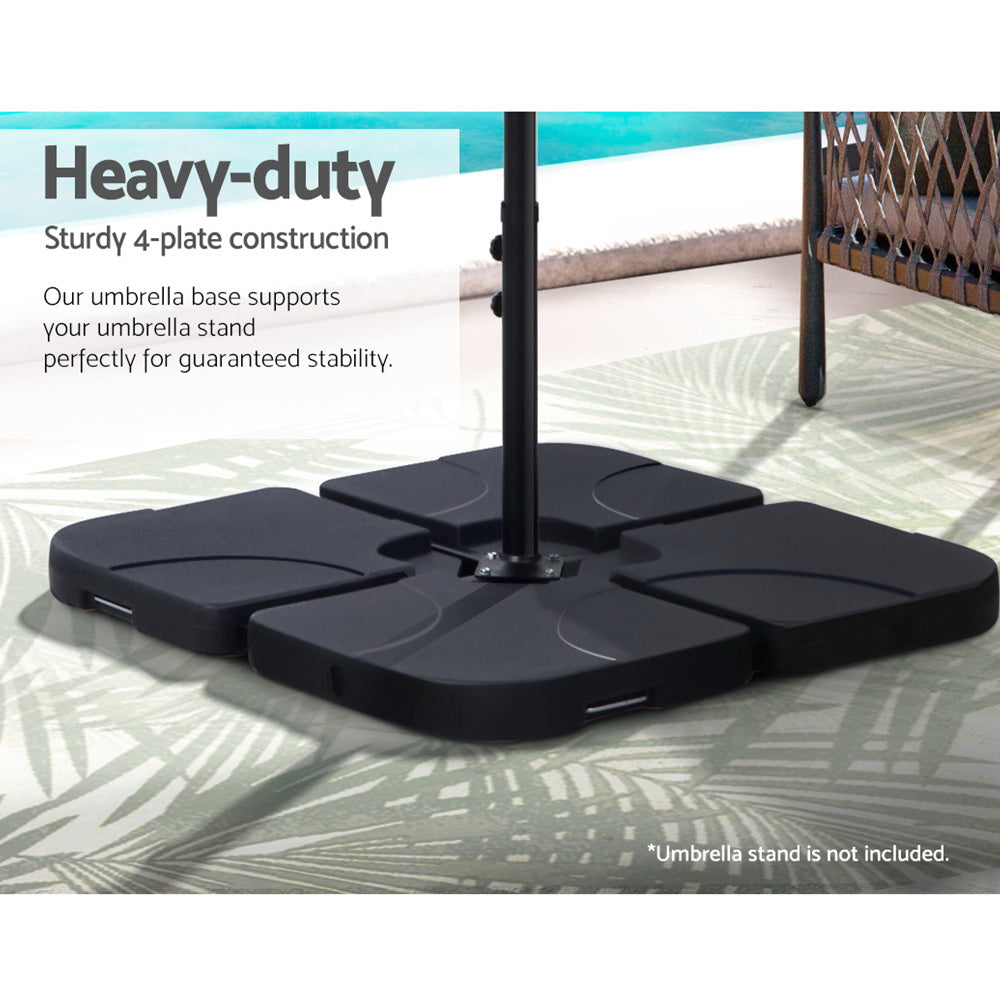 Instahut 50cm Outdoor Umbrella Base Black 4-Plate Stand
