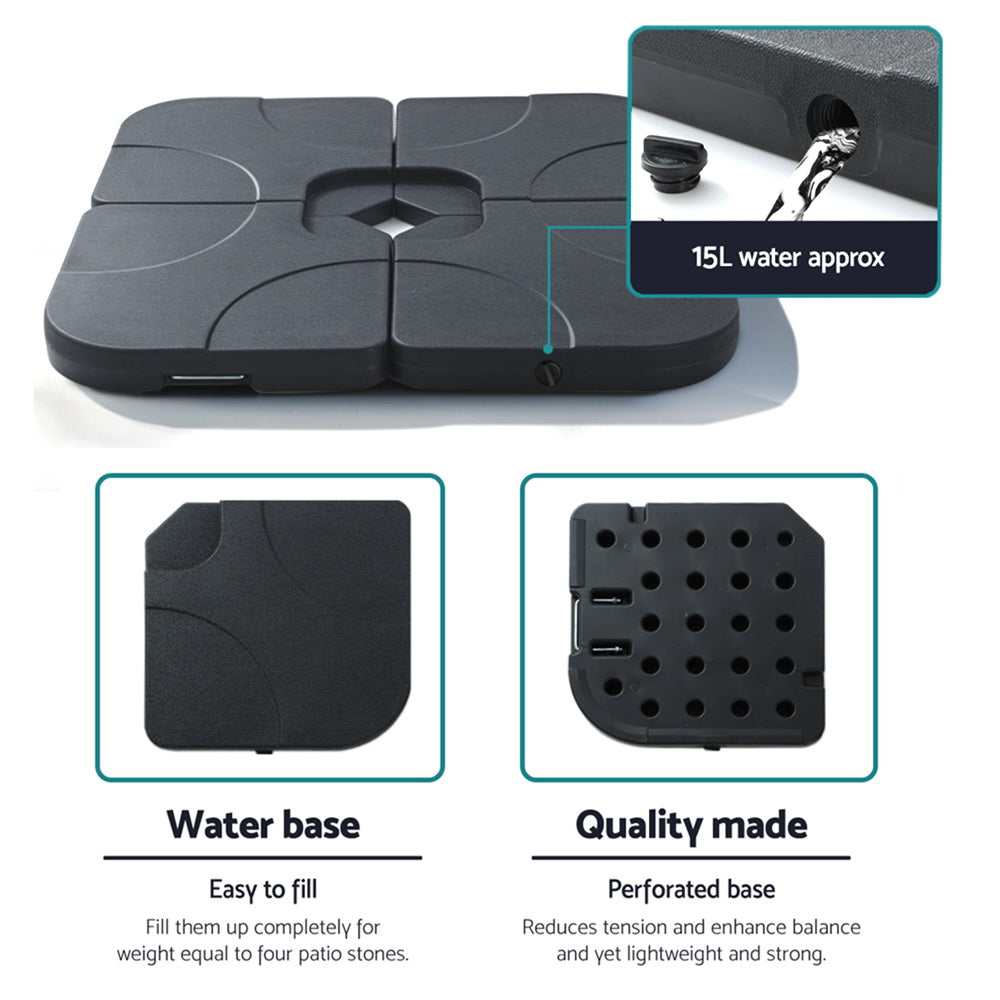 Instahut 50cm Outdoor Umbrella Base Black 4-Plate Stand
