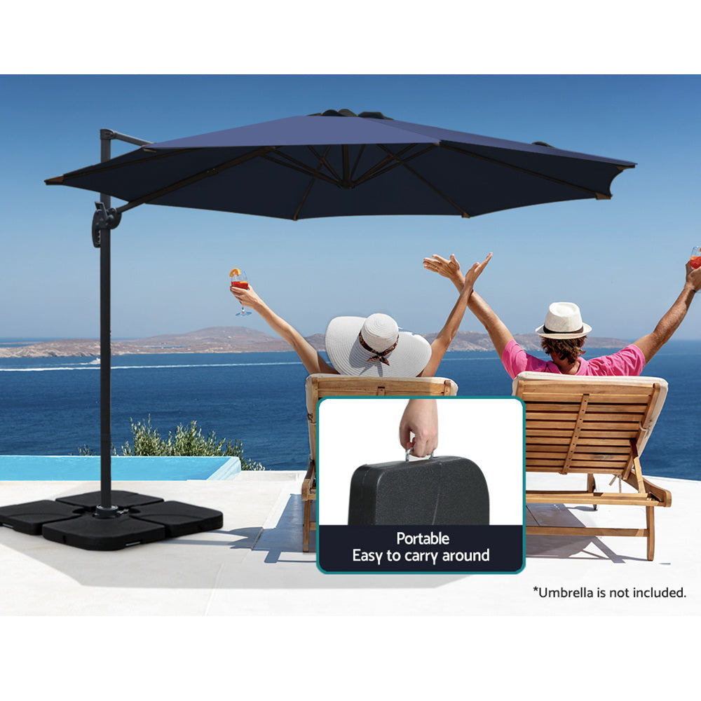 Instahut 50cm Outdoor Umbrella Base Black 4-Plate Stand
