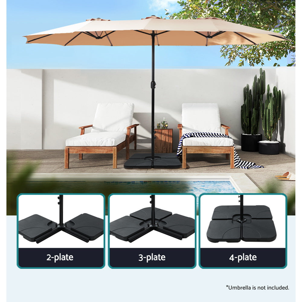 Instahut 50cm Outdoor Umbrella Base Black 4-Plate Stand