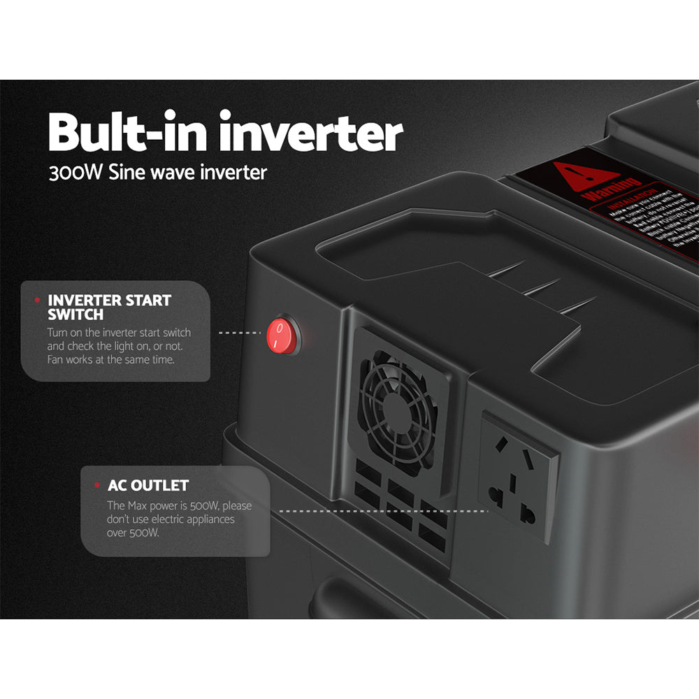 Giantz 500W Inverter Battery Box Portable Caravan Camping USB