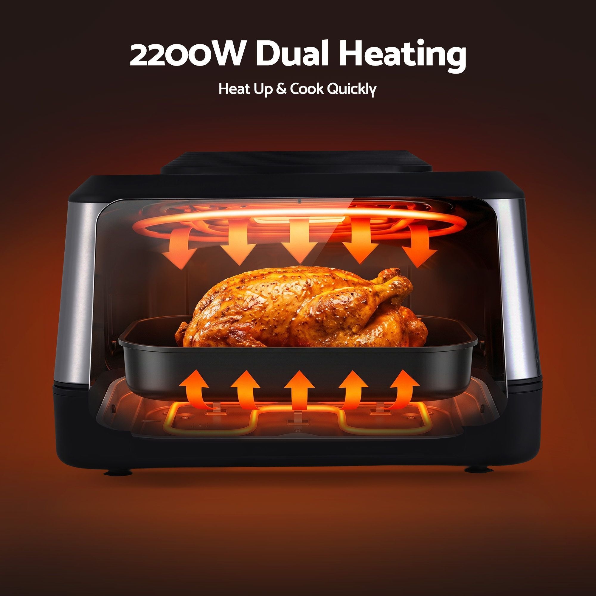Devanti 5-in-1 Electric BBQ Grill Air Fryer, 2200W 8L Smart Thermometer