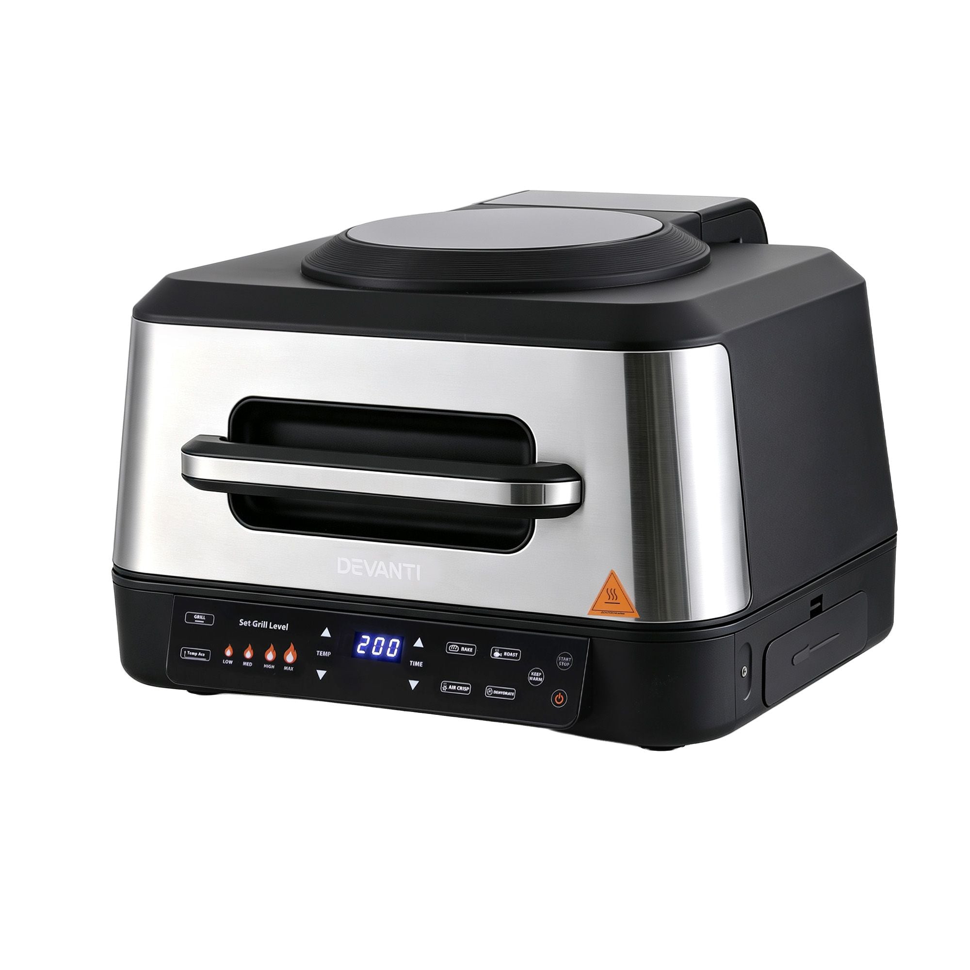 Devanti 5-in-1 Electric BBQ Grill Air Fryer, 2200W 8L Smart Thermometer