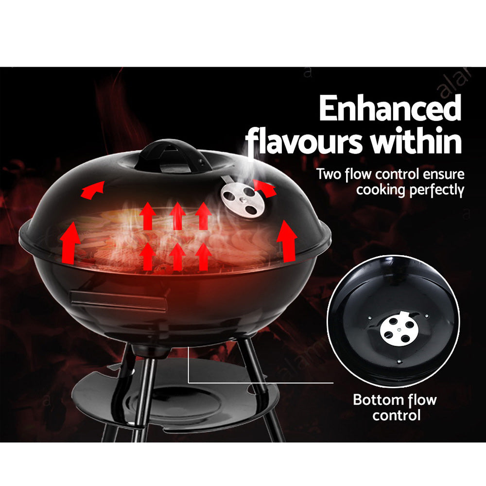 Grillz Portable Charcoal BBQ Smoker Black