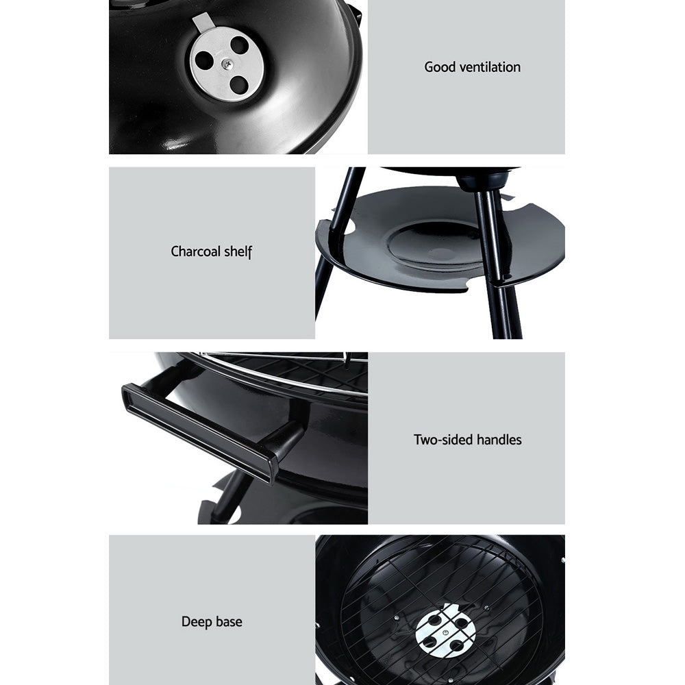 Grillz Portable Charcoal BBQ Smoker Black