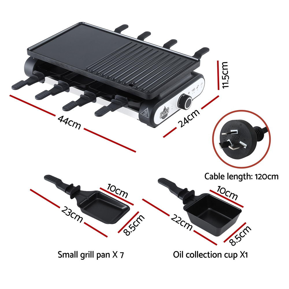 Grillz 1400W Electric BBQ Grill 7-Pan Non-Stick Adjustable Temperature