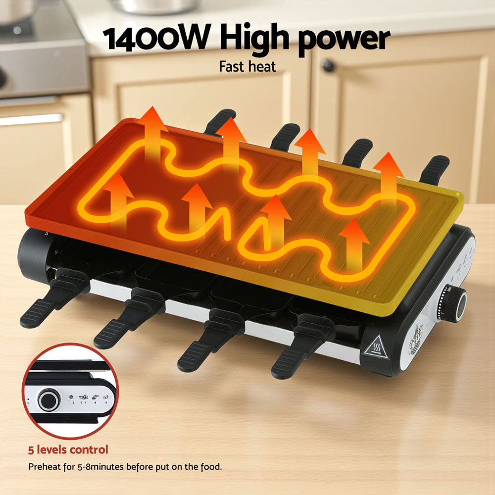 Grillz 1400W Electric BBQ Grill 7-Pan Non-Stick Adjustable Temperature