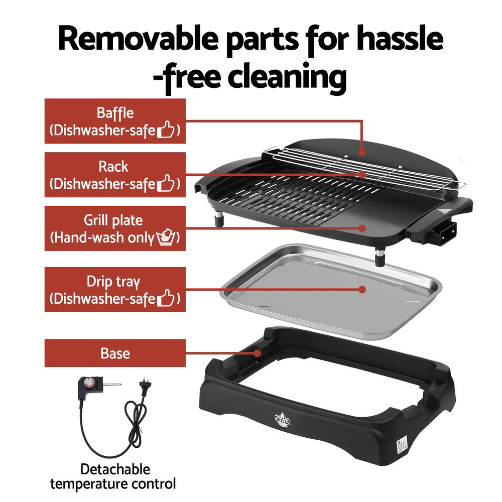 Grillz 1950W Electric BBQ Grill Non-stick Indoor Outdoor