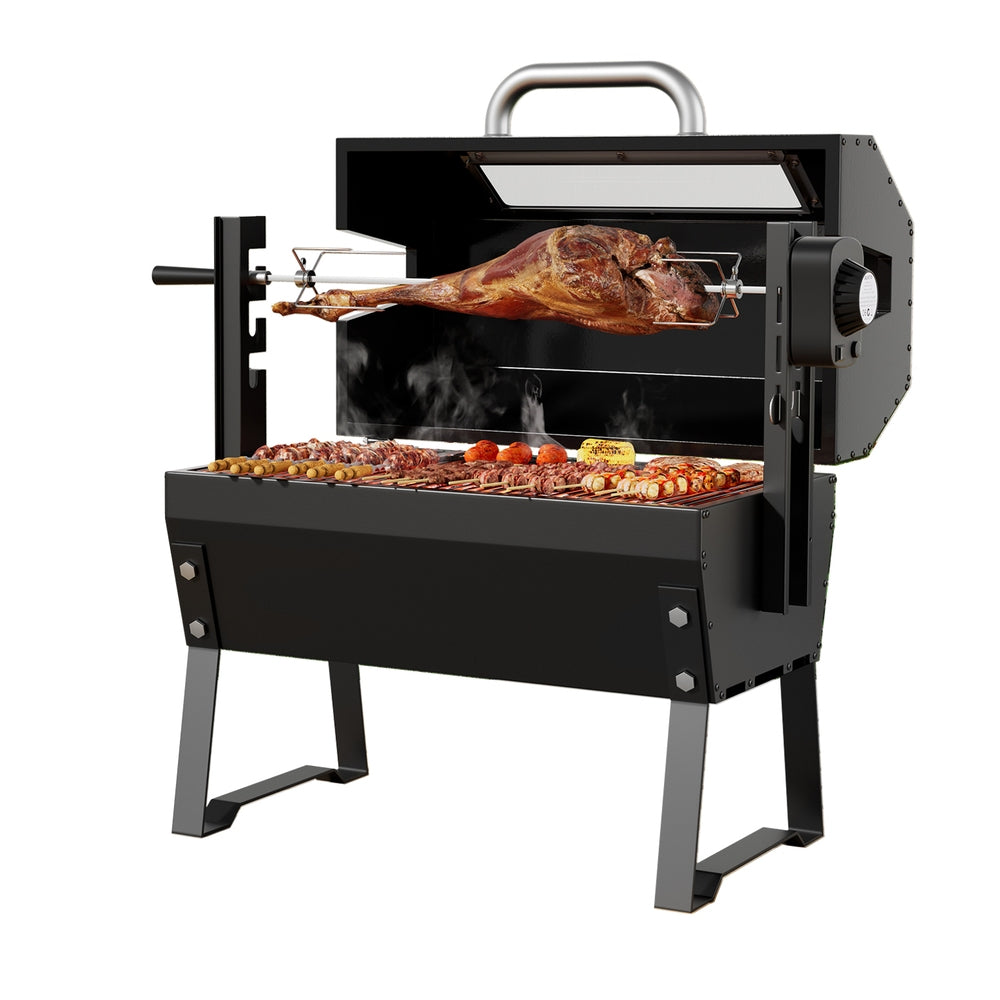 Grillz Charcoal Electric Smoker BBQ Roaster Black