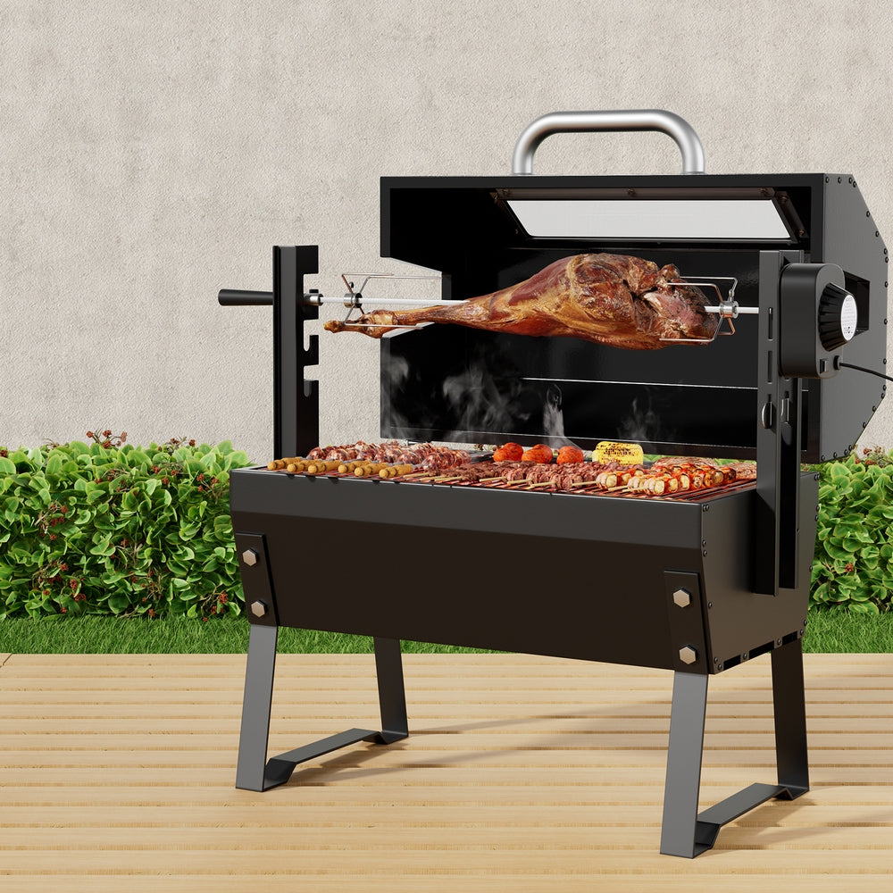 Grillz Charcoal Electric Smoker BBQ Roaster Black