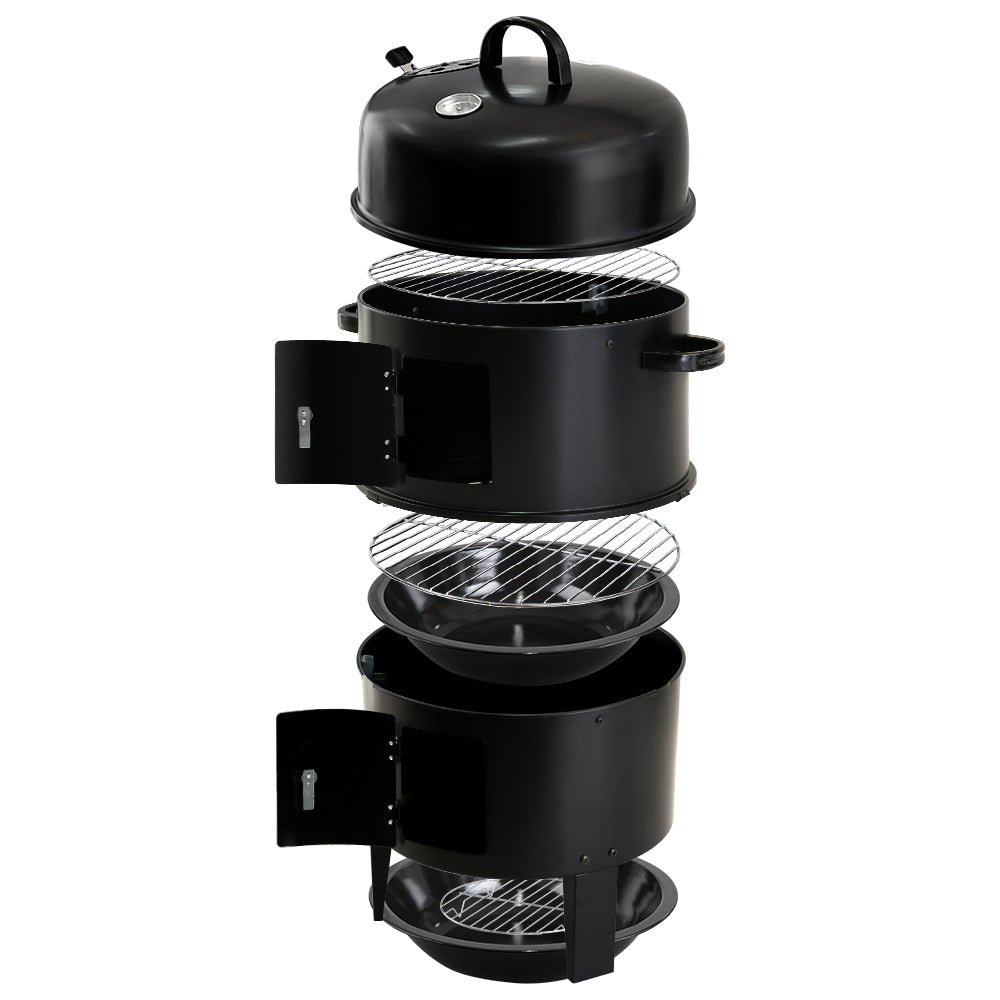 Grillz 3-in-1 Charcoal BBQ Smoker Black