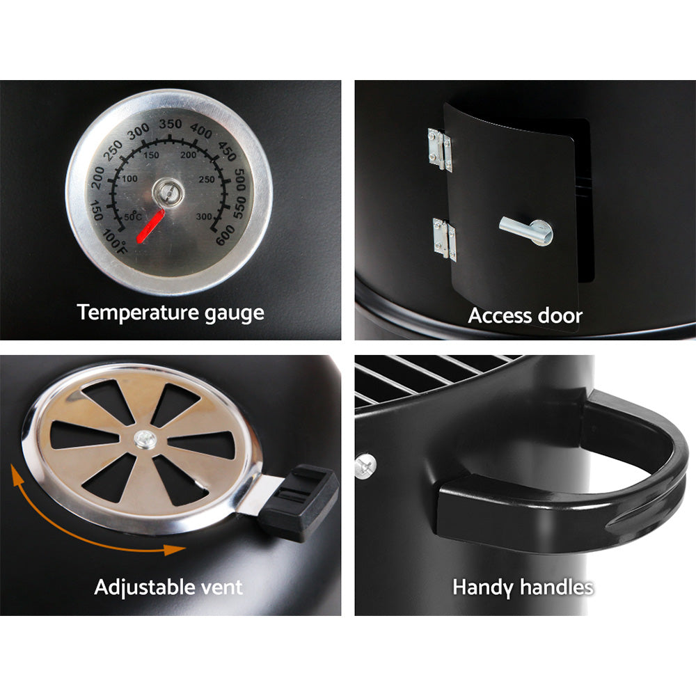 Grillz 3-in-1 Charcoal BBQ Smoker Black