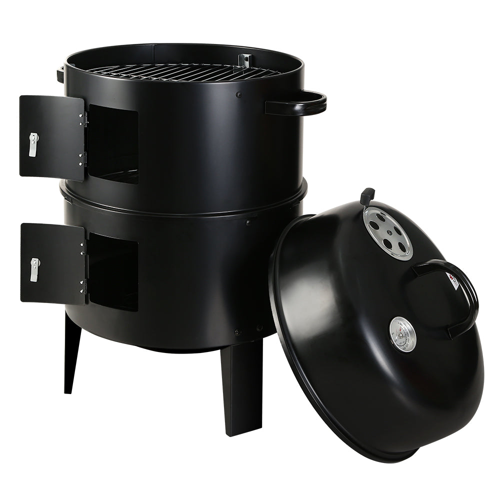 Grillz 3-in-1 Charcoal BBQ Smoker Black