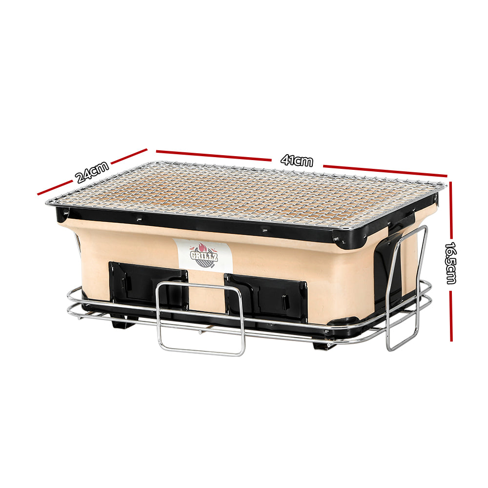 Grillz Portable Ceramic Hibachi BBQ Grill Charcoal Smoker