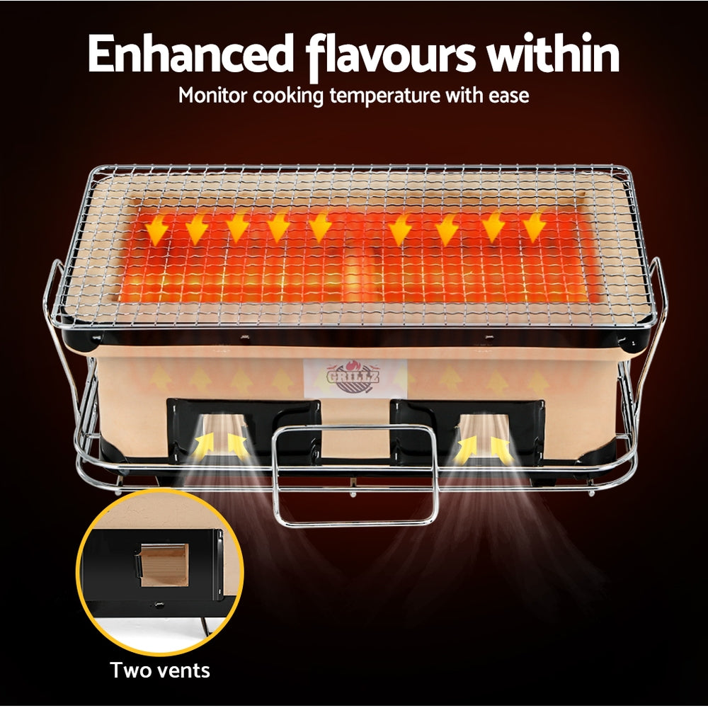 Grillz Portable Ceramic Hibachi BBQ Grill Charcoal Smoker