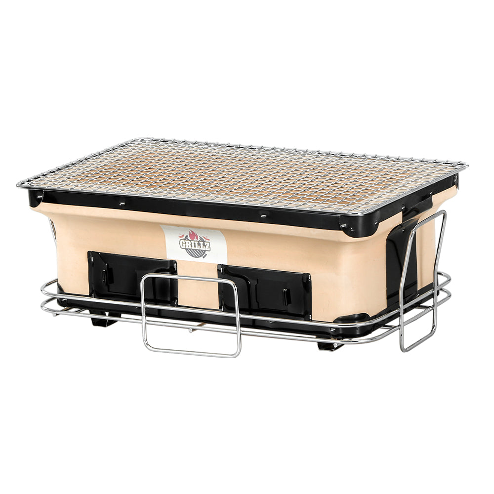 Grillz Portable Ceramic Hibachi BBQ Grill Charcoal Smoker