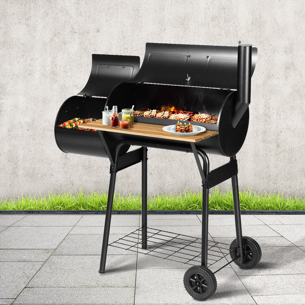 GRILLZ Offset 2-in-1 BBQ Smoker Charcoal Black