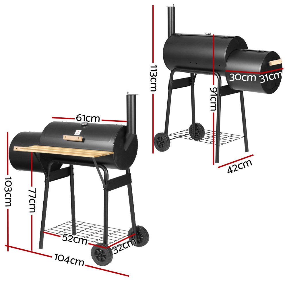 GRILLZ Offset 2-in-1 BBQ Smoker Charcoal Black