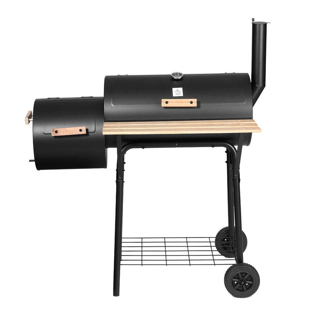 GRILLZ Offset 2-in-1 BBQ Smoker Charcoal Black