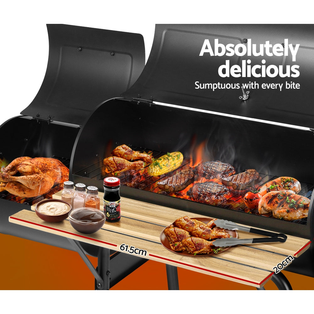 GRILLZ Offset 2-in-1 BBQ Smoker Charcoal Black