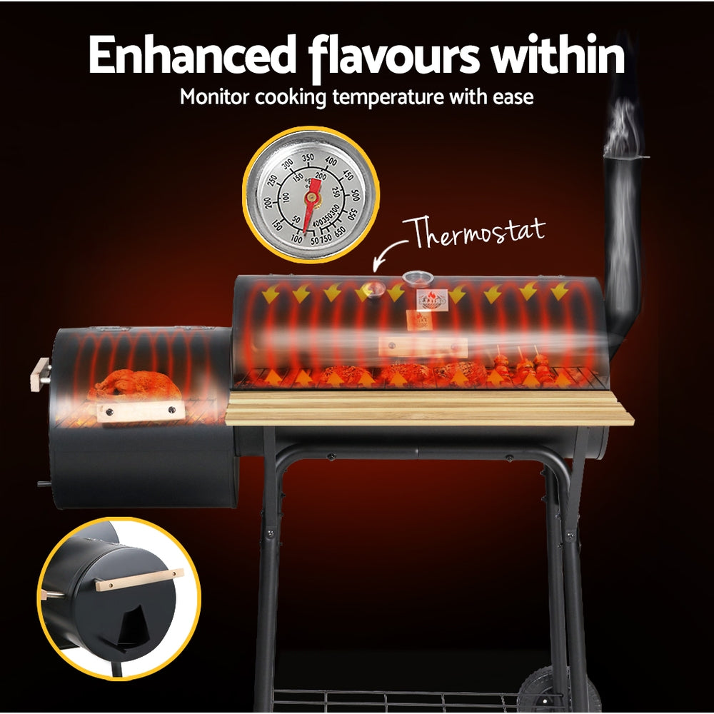 GRILLZ Offset 2-in-1 BBQ Smoker Charcoal Black