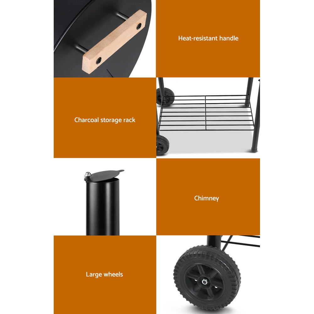 GRILLZ Offset 2-in-1 BBQ Smoker Charcoal Black