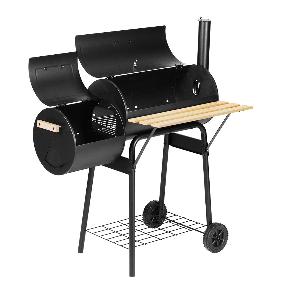 GRILLZ Offset 2-in-1 BBQ Smoker Charcoal Black