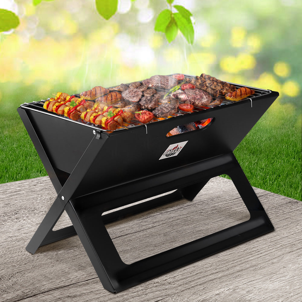Grillz Portable Charcoal BBQ Grill Smoker Foldable