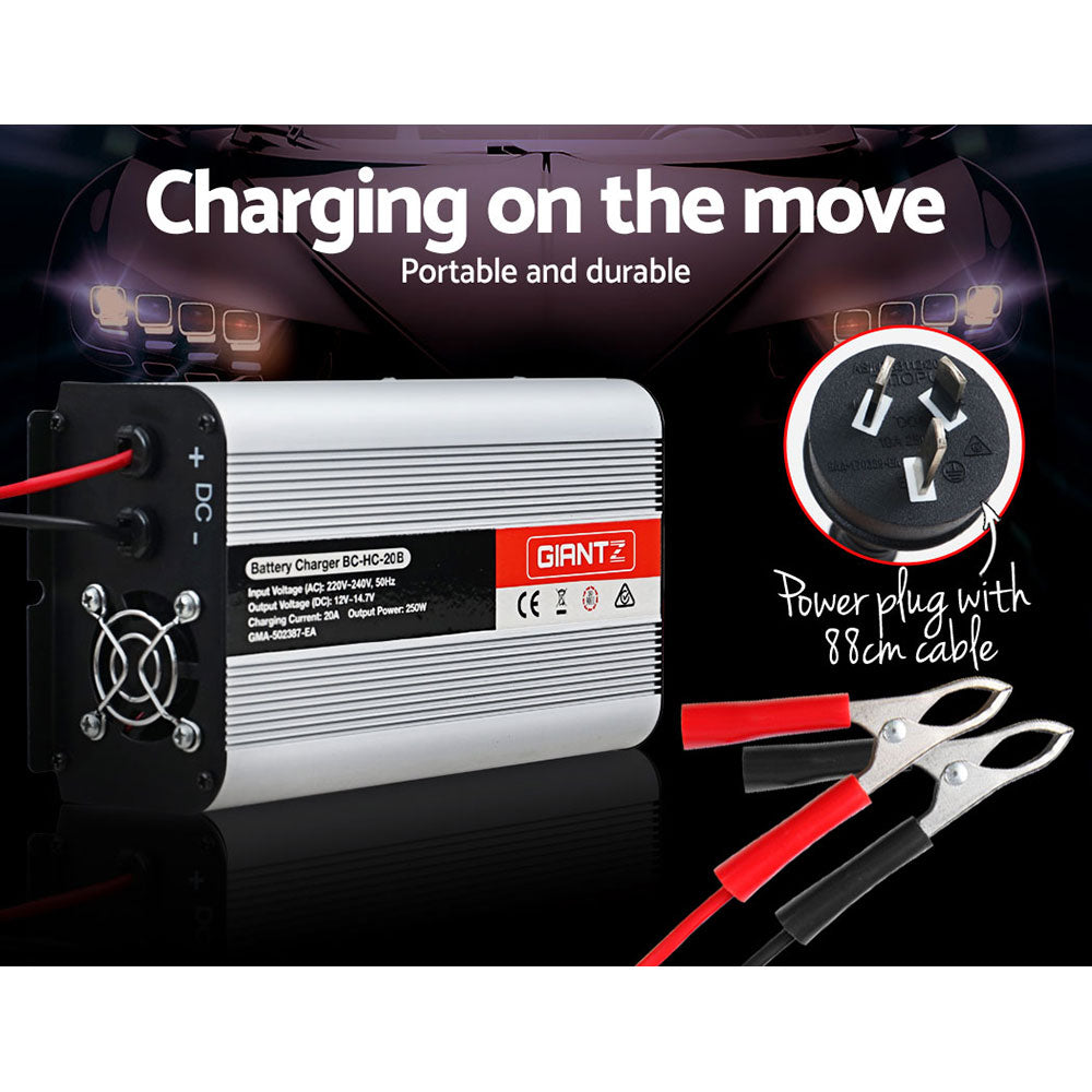Giantz 12V 20A Car Battery Charger Inverter for ATV 4WD Boat Caravan