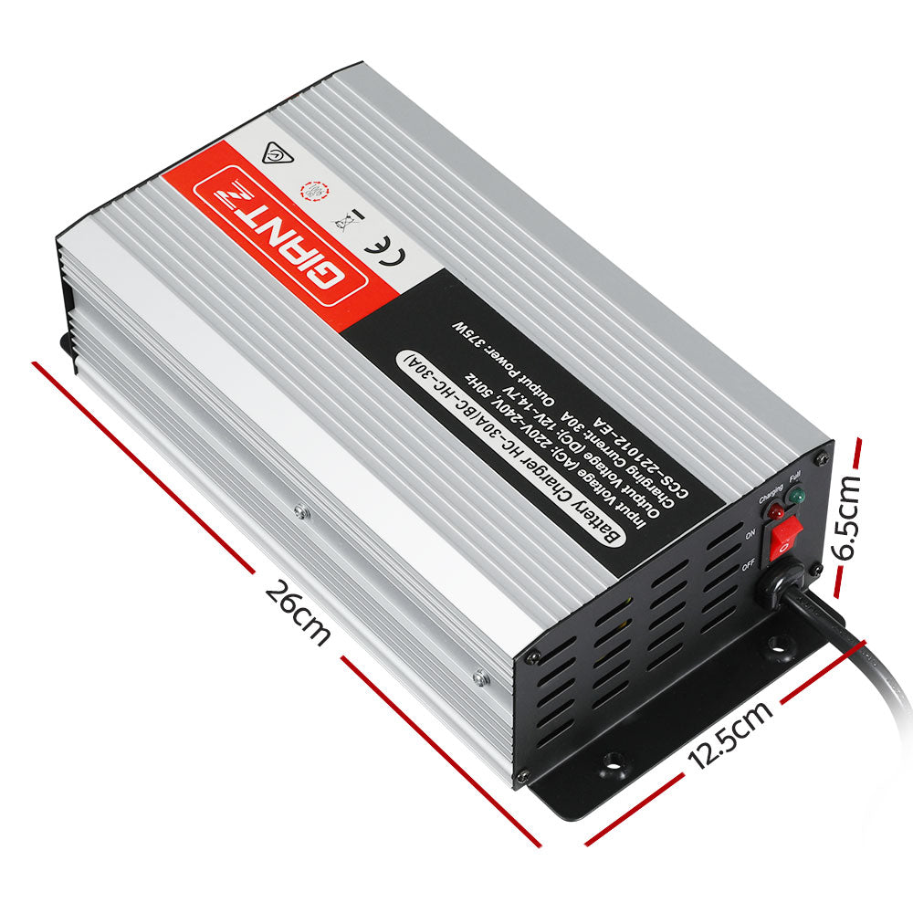 Giantz 30A 12V Battery Charger Car ATV 4WD Boat Caravan