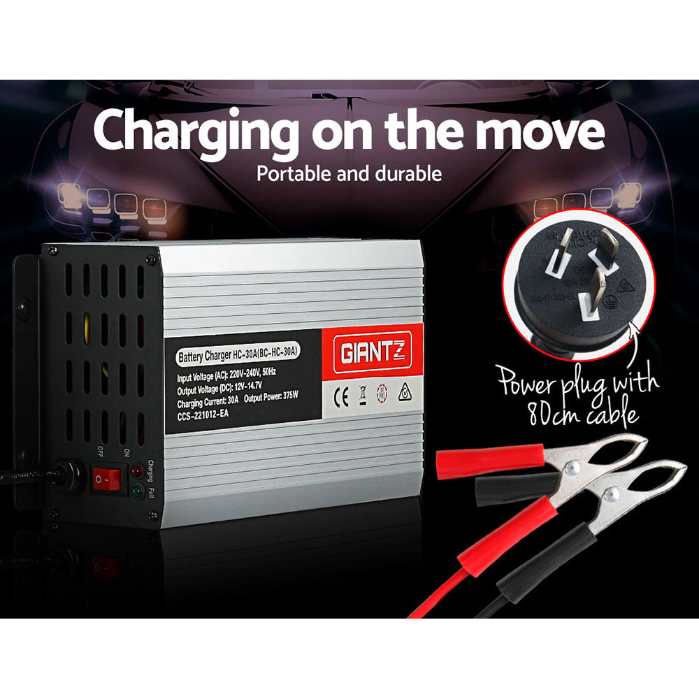 Giantz 30A 12V Battery Charger Car ATV 4WD Boat Caravan