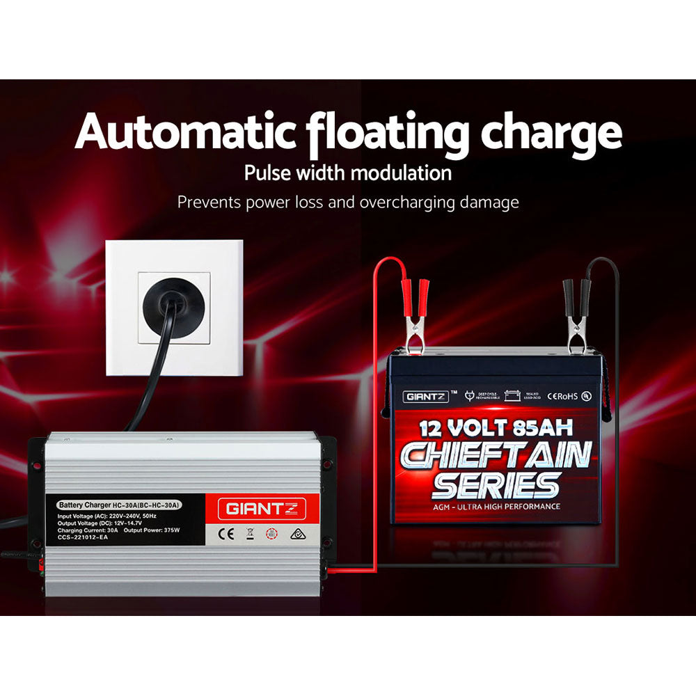 Giantz 30A 12V Battery Charger Car ATV 4WD Boat Caravan