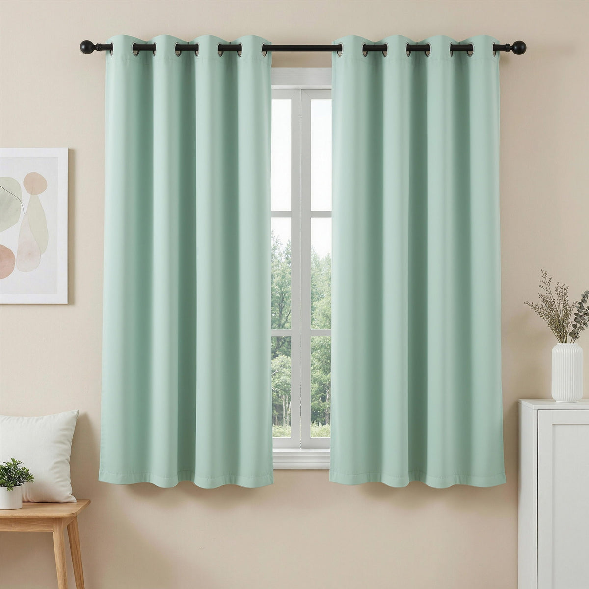 Artiss Blockout Eyelet Curtains 132x160cm Set of 2 Green