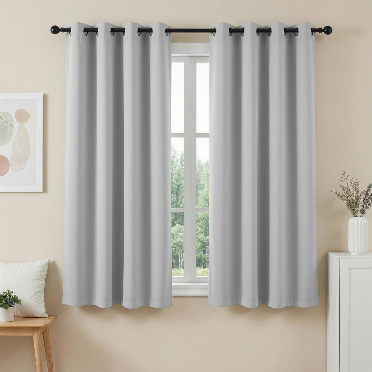 Artiss Blockout Curtains 2 Panel 132x160cm Thermal Eyelet Grey