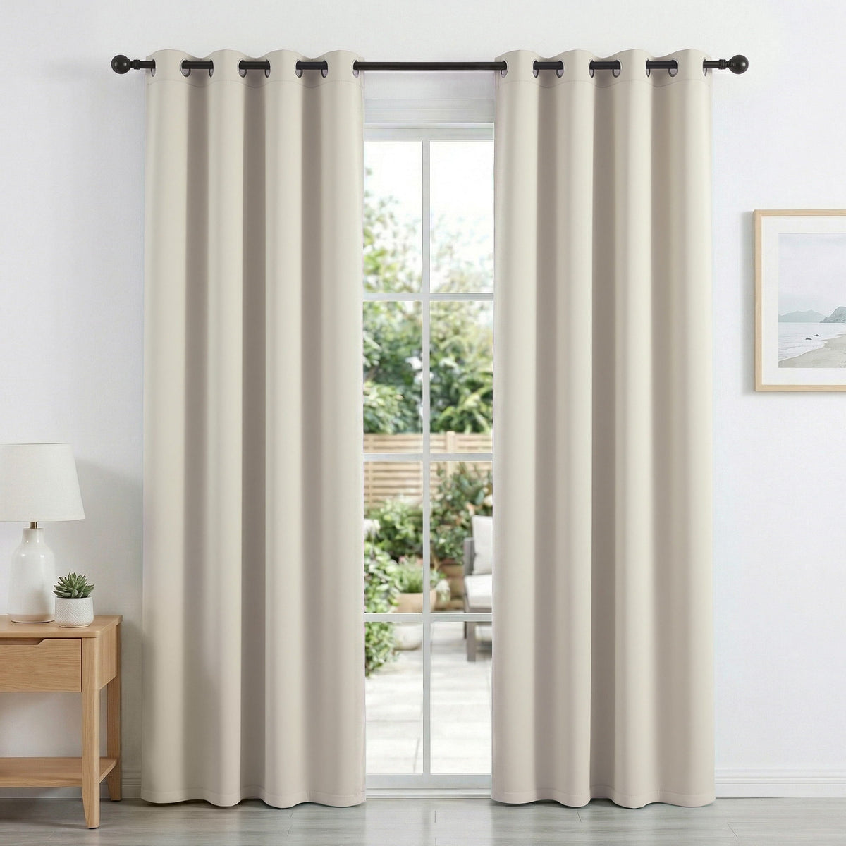 Artiss Blockout Curtains 2 Pack 132x213cm Thermal Eyelet Beige