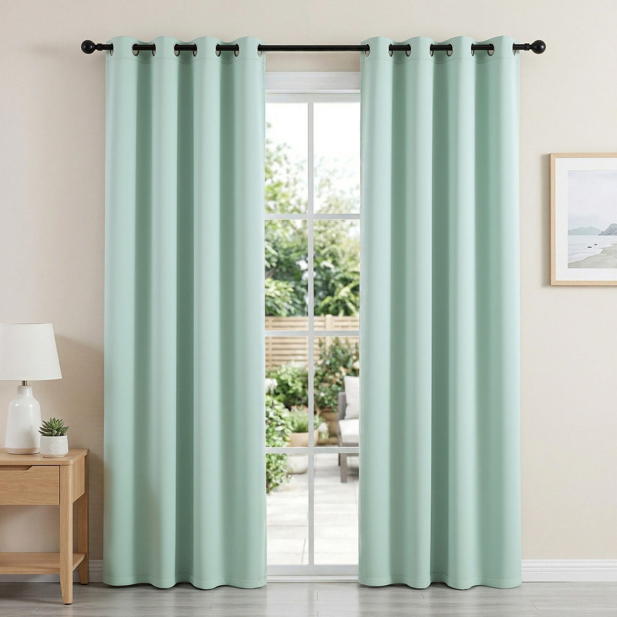 Artiss Blockout Eyelet Curtains 2 Panel 132x213cm Green