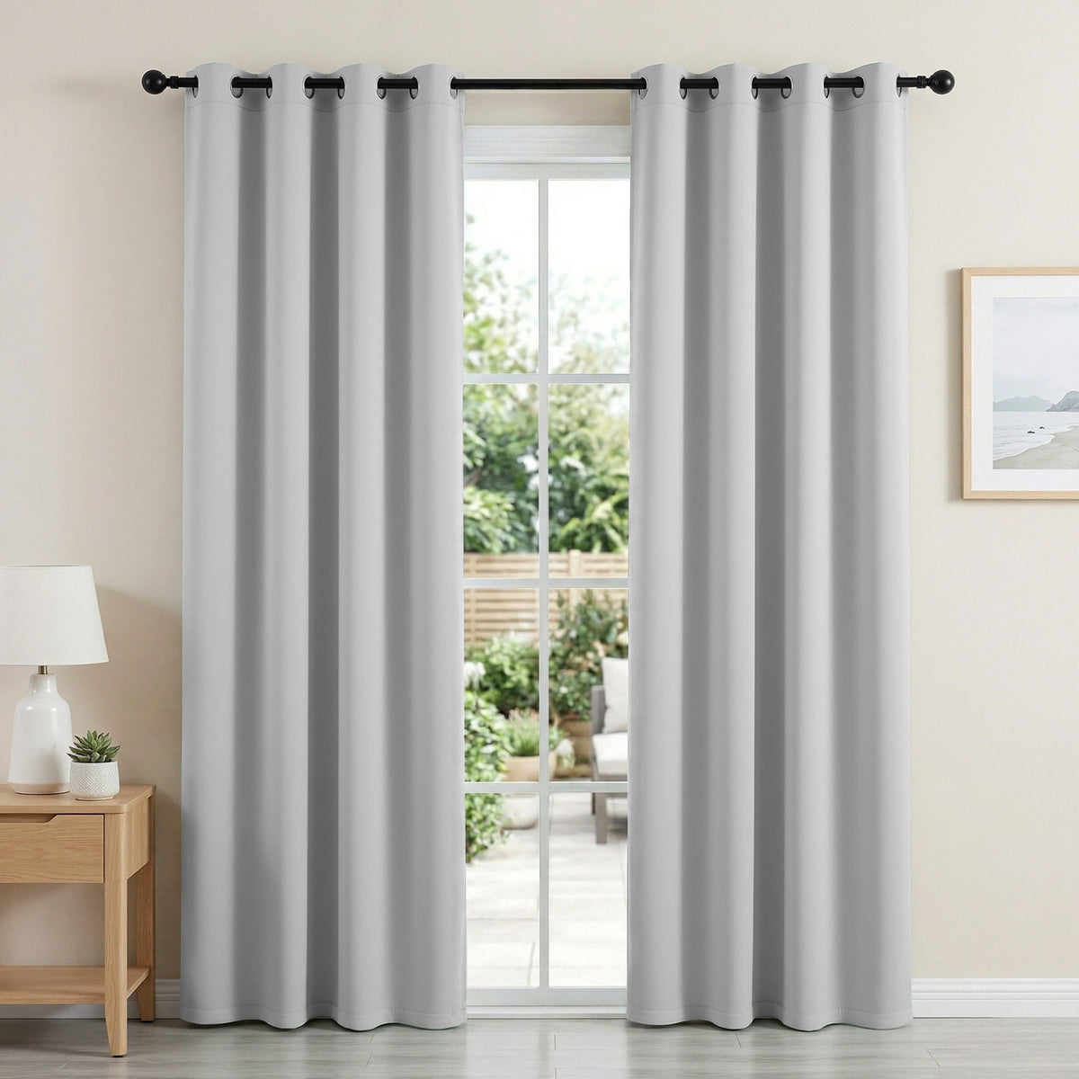 Artiss Blockout Curtains 2 Panel Set 132x213cm Eyelet Grey