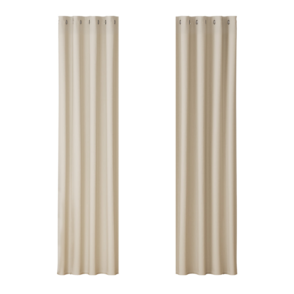 Artiss Eyelet Blockout Curtains 2 Panels 140x230cm Beige