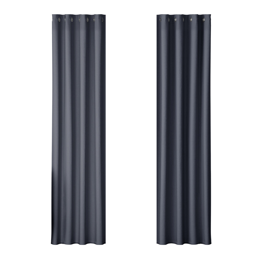 Artiss Eyelet Blockout Curtains 2 Panels 140x230cm Charcoal