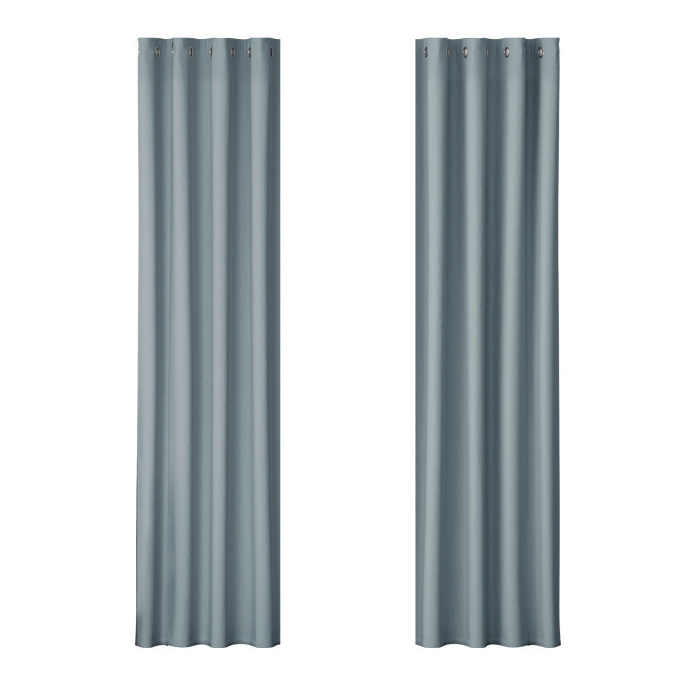 Artiss Blockout Curtains Eyelet 140x230cm Grey (2 Panels)