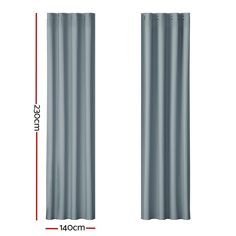 Artiss Blockout Curtains Eyelet 140x230cm Grey (2 Panels)
