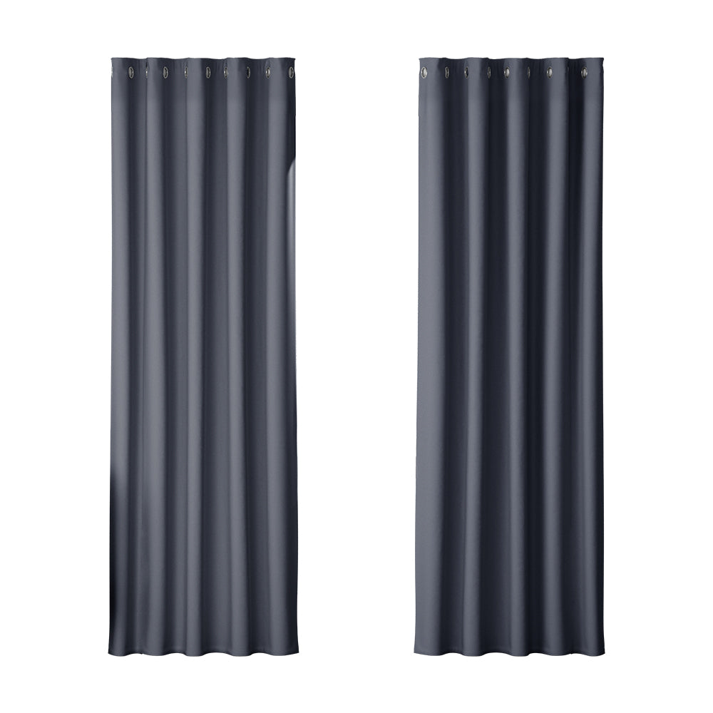 Artiss 2 Panel Blockout Curtains Eyelet 180x213cm Charcoal