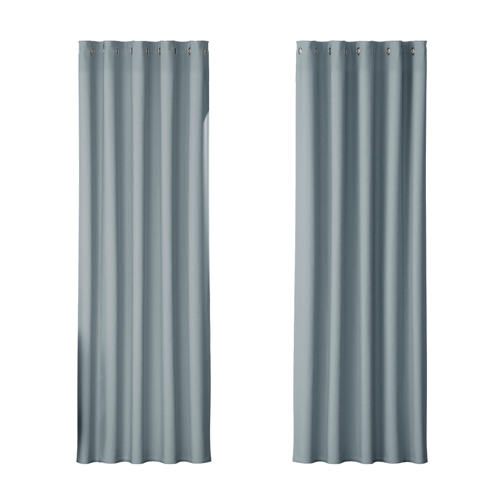 Artiss Blockout Curtains Eyelet 2 Panel 180x213cm Grey