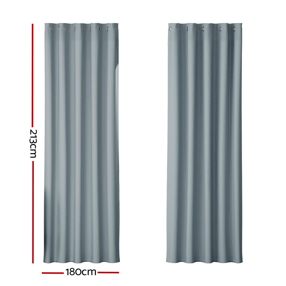 Artiss 2-Pack Blockout Curtains Eyelet 180x213cm Grey