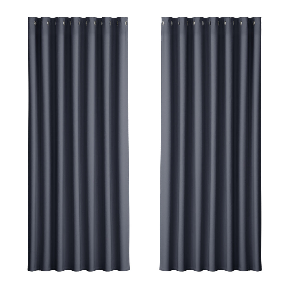 Artiss Eyelet Blockout Curtains 2 Panels 240x230cm Charcoal