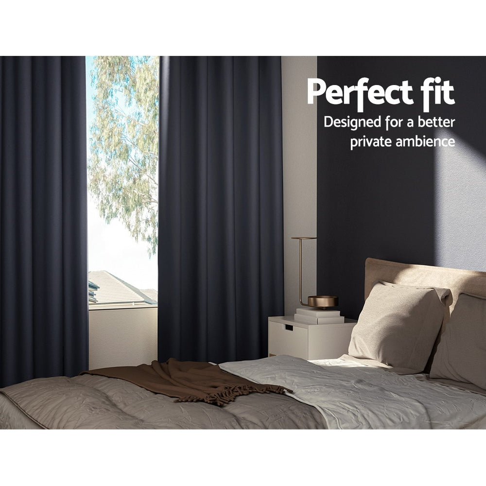 Artiss Blockout Curtains Eyelet 240x230cm Charcoal 2-Pack