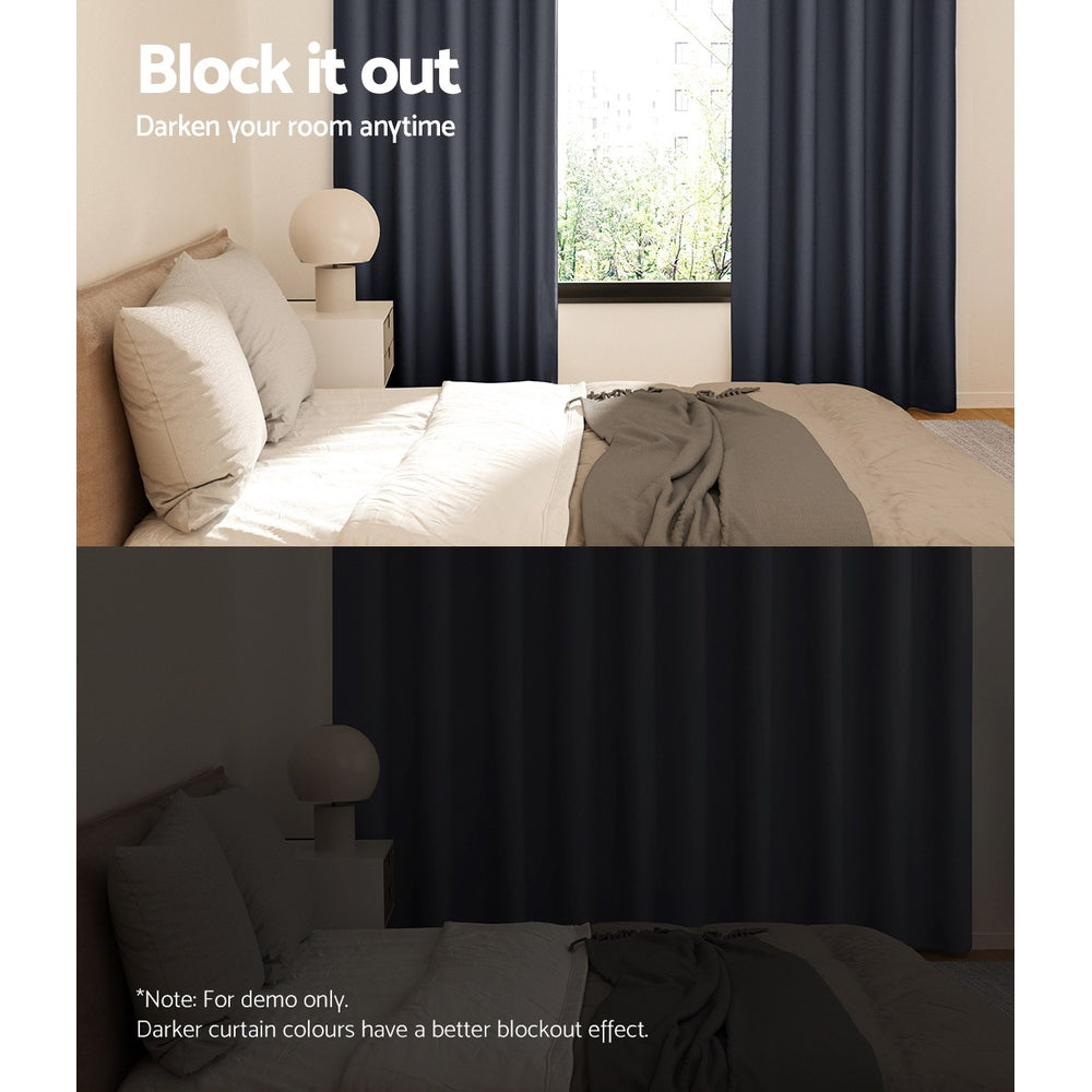 Artiss Blockout Curtains Eyelet 240x230cm Charcoal 2-Pack