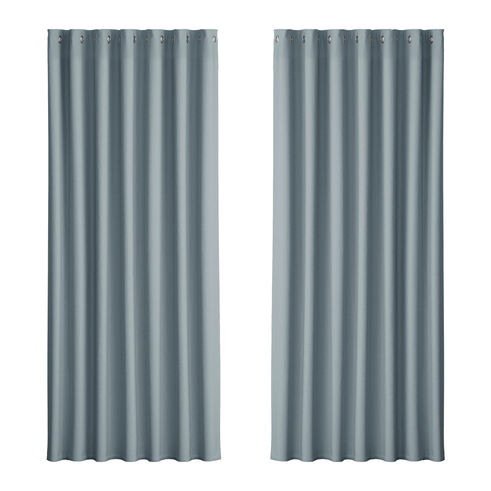 Blockout Curtains Eyelet 240x230cm Grey (2 Panels)